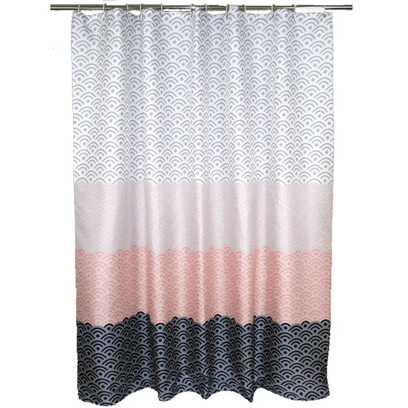 Rideau de Douche Écailles Rose et Gris avec 12 Crochets, 16 Dimensions
