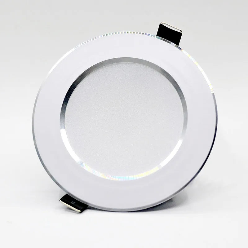 Spot LED Encastrable Blanc Liseré Argent, 3 à 18 W, Ø 69 à 118 mm