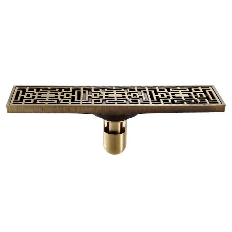 Caniveau de Douche Laiton Rectangulaire 30 x 8 cm, Bronze Antique ou Chromé