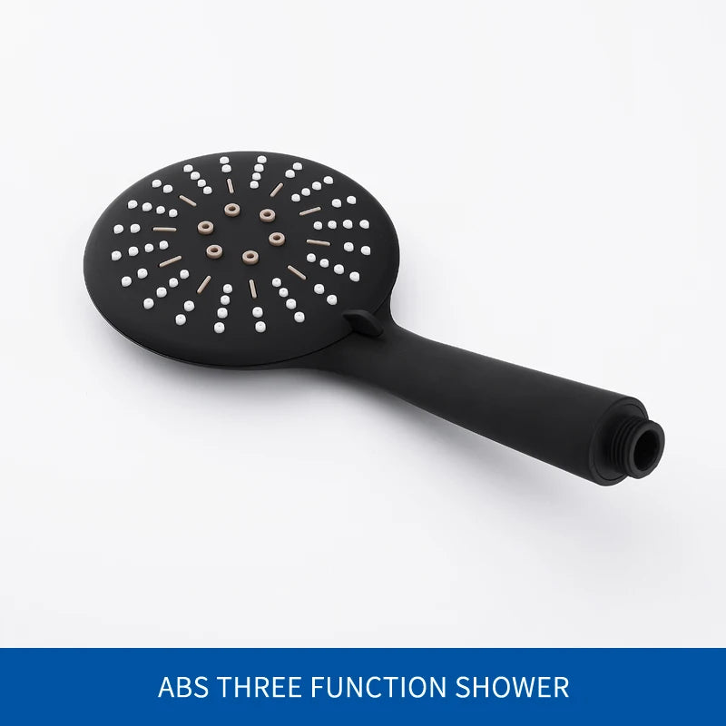 Barre de Douche Coulissante Noir Mat, Douchette 3 Jets et Flexible