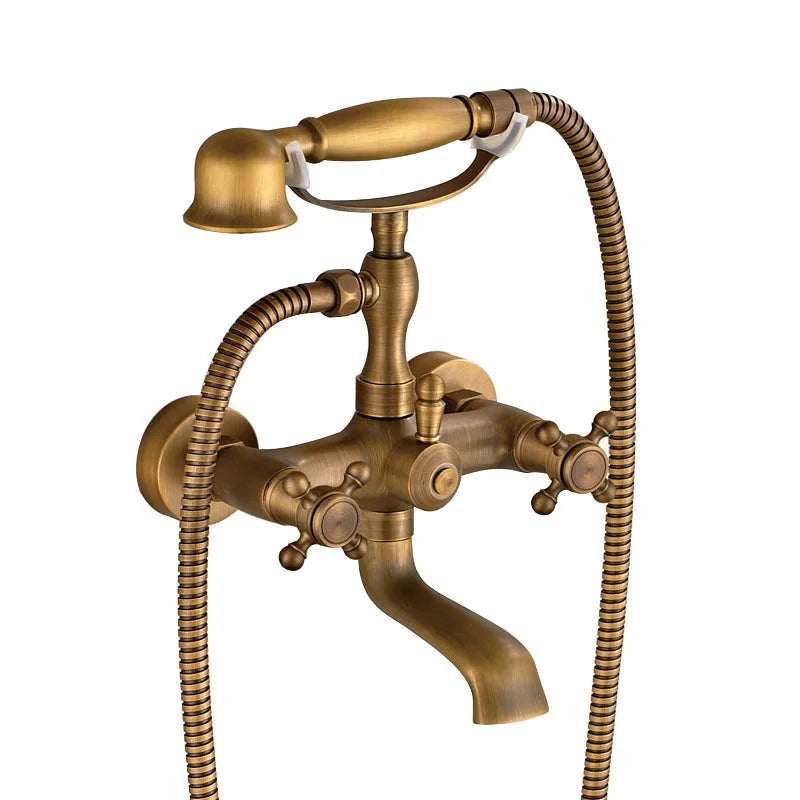 Robinet Baignoire Douche Laiton Antique, avec Douchette