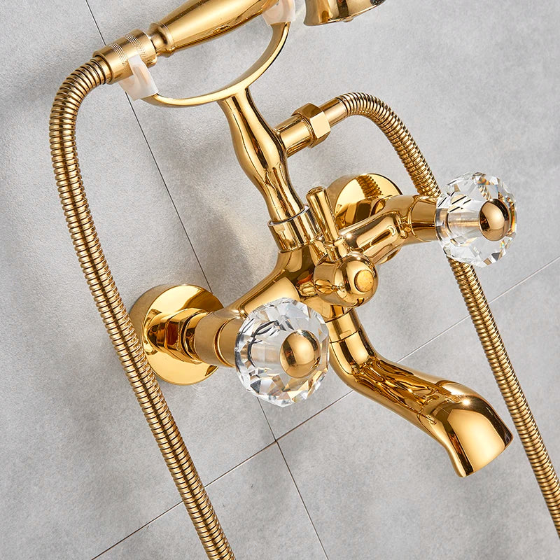 Robinet de Baignoire Laiton Cascade Dorée Style Rétro