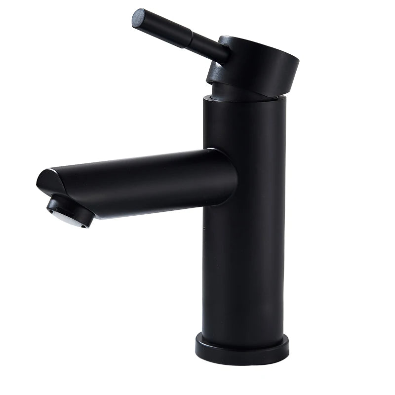 Mitigeur Lavabo Noir Mat Monotrou en Laiton, Haut ou Court, 5 Finitions