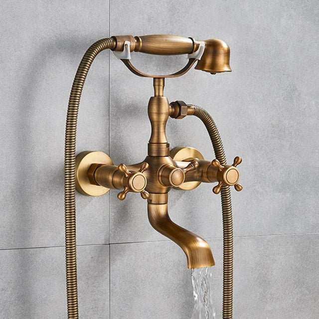 Robinet de Baignoire Laiton Cascade Dorée Style Rétro