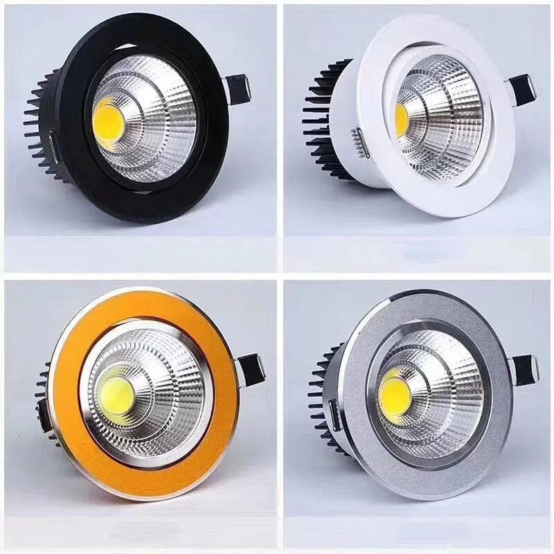 Spot LED Encastrable COB Cuisine Dimmable Noir, Blanc ou Doré