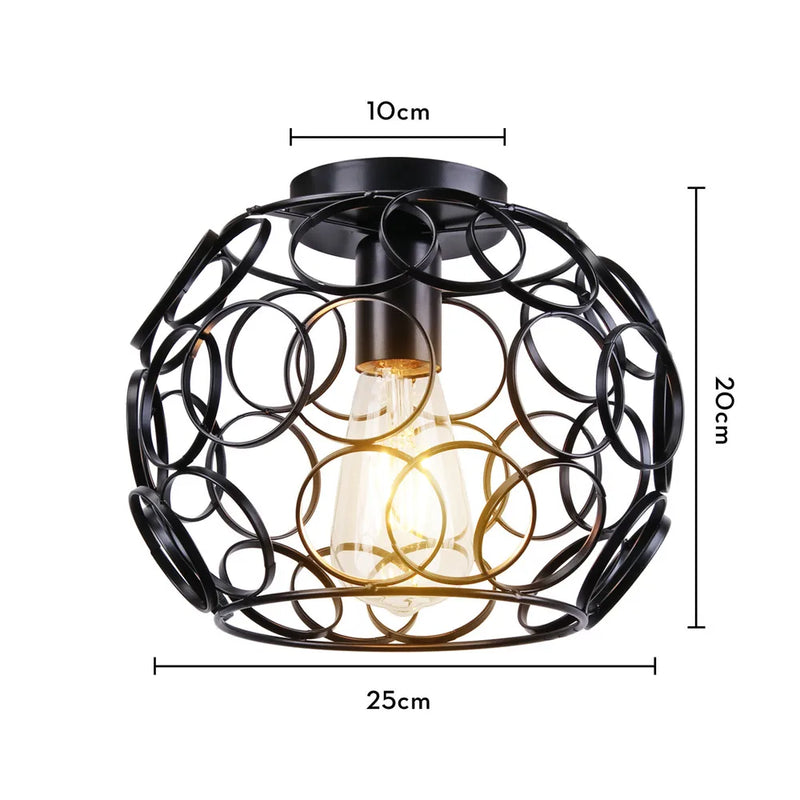 Plafonnier Cuisine Industriel Noir Semi-Encastré, Cage Métal, 25 Modèles au Choix