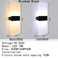 Applique Murale LED Acrylique Haut et Bas, 14 à 40 cm