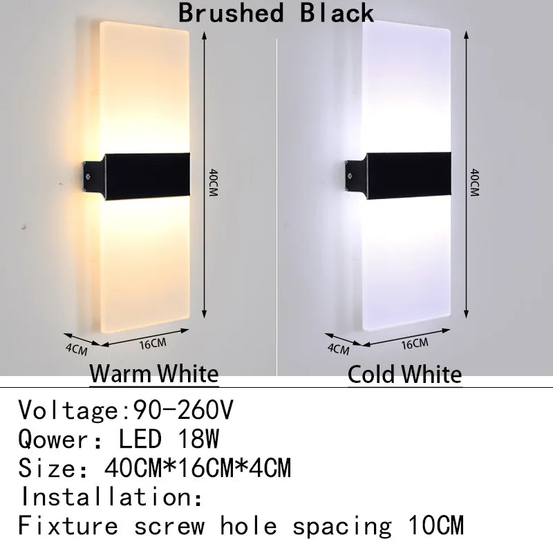Applique Murale LED Acrylique Haut et Bas, 14 à 40 cm