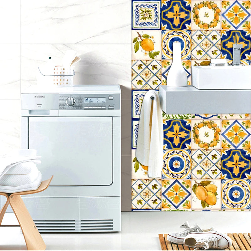 Lot de 16 Stickers Carrelage Adhésifs Motif Aquarelle