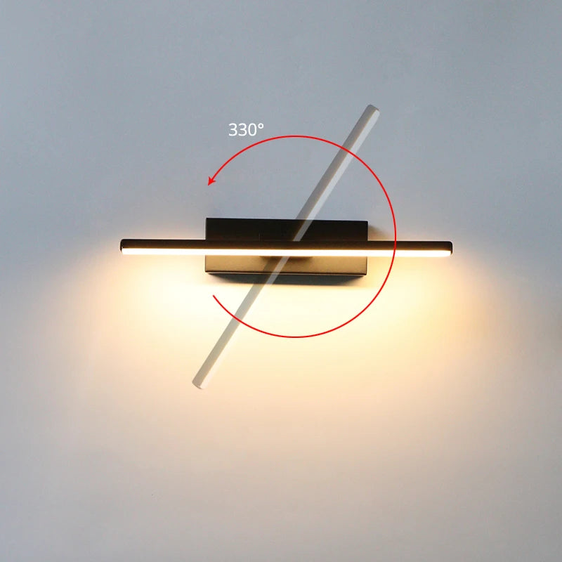 Applique Murale LED 330° Barre ou Anneau, Noir ou Blanc, 30 à 50 cm