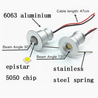Mini Spot LED Encastrable Cuisine 12 V IP65, Ø 20 mm, Faisceau 30° ou 120°
