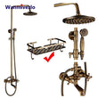 Colonne de Douche Rétro Laiton Antique ou Noir Mat, Pommeau Pluie 20 cm