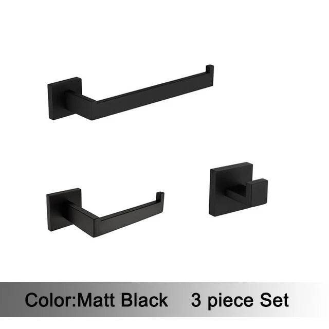 Accessoires Salle de Bain Noir Mat à la Pièce, 13 Articles