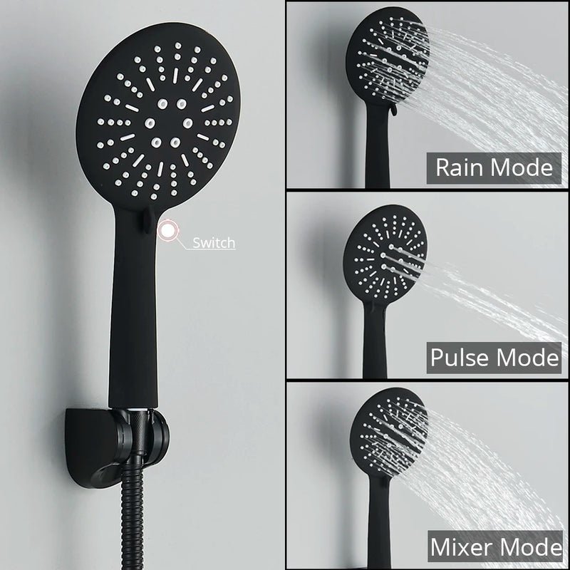 Colonne de Douche Thermostatique Noir et Chromé Laiton