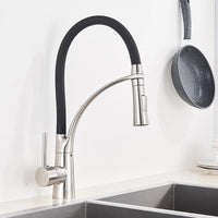 Mitigeur Cuisine Pivotant Laiton avec Douchette Extractible, 4 Finitions