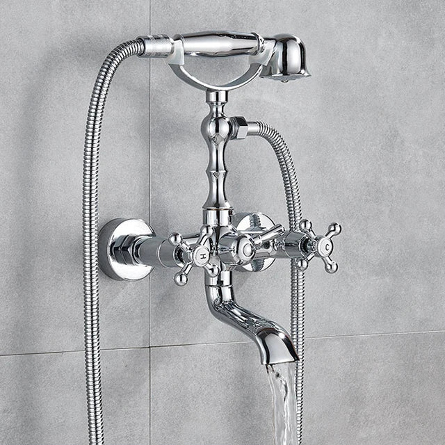 Robinet de Baignoire Laiton Cascade Dorée Style Rétro