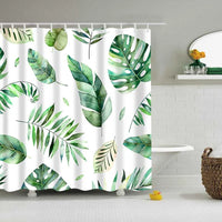 Rideau de Douche Feuillage Tropical Imperméable Polyester