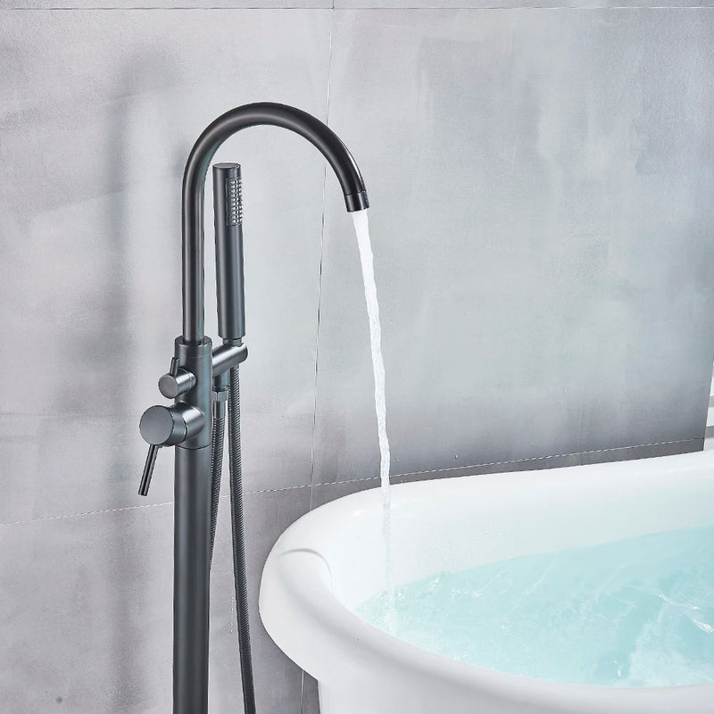 Robinet Baignoire Îlot avec Douchette et Inverseur, Laiton 115 cm