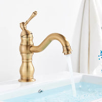 Mitigeur Lavabo Rétro Colonne Laiton Antique