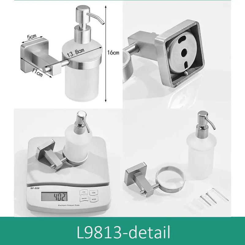 Distributeur de Savon Mural Inox Brossé, Flacon Dépoli Rond ou Carré