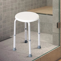 Tabouret de Douche Rond Réglable en Hauteur, Aluminium Antidérapant