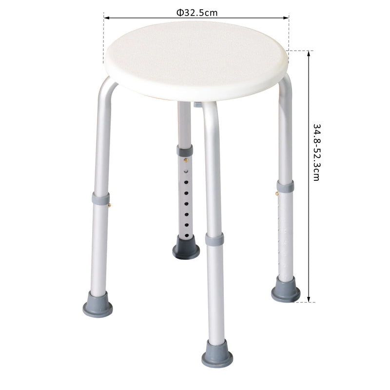 Tabouret de Douche Rond Réglable en Hauteur, Aluminium Antidérapant