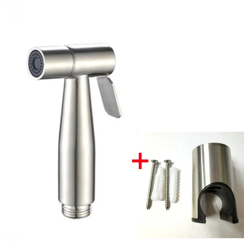 Douchette WC Inox à la Pièce avec Flexibles et Supports, 11 Articles