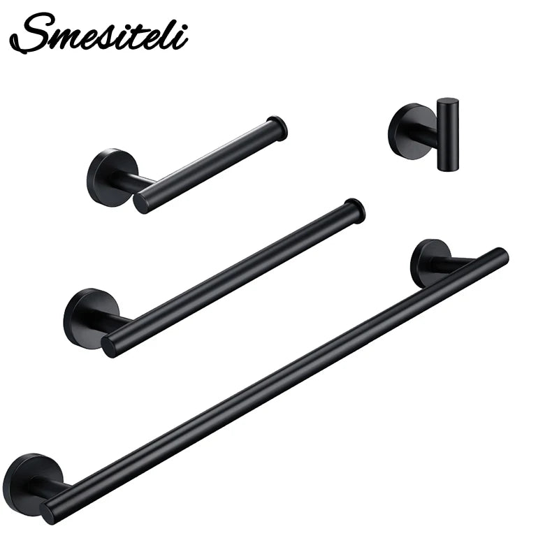 Accessoires Salle de Bain Inox 4 Pièces Support Mural