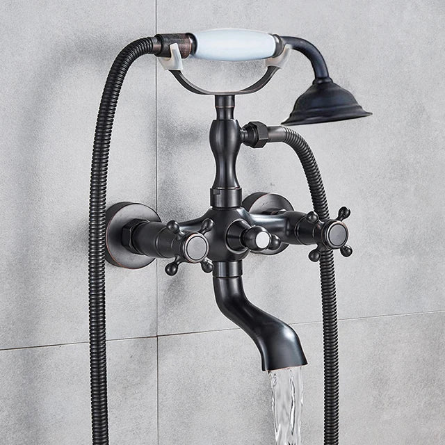 Robinet de Baignoire Laiton Cascade Dorée Style Rétro