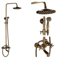 Colonne de Douche Rétro Laiton Antique ou Noir Mat, Pommeau Pluie 20 cm