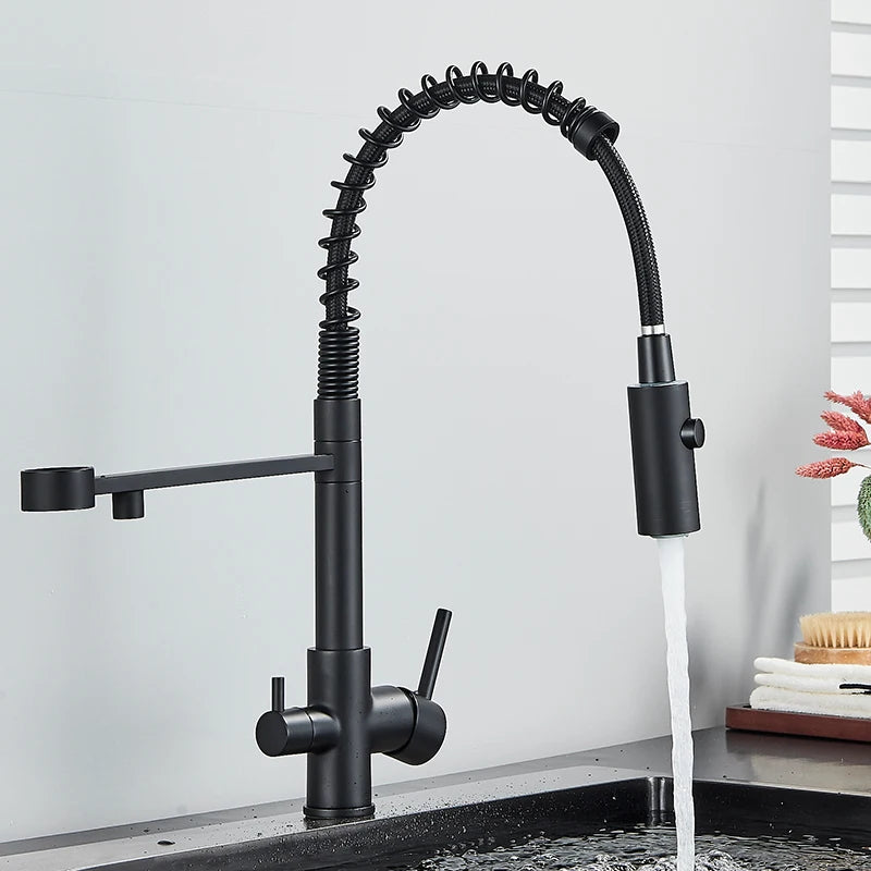 Mitigeur Cuisine Eau Filtrée Douchette Extractible Laiton, 5 Finitions