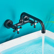 Robinet Mural Lavabo Double Poignée Noir
