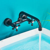 Robinet Mural Lavabo Double Poignée Noir