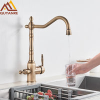 Mitigeur de Cuisine Filtrant Laiton Vieilli Rotatif 360°