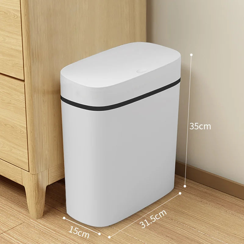 Poubelle Salle de Bain Étanche à Pression Blanche 14 Litres
