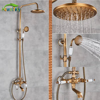 Colonne de Douche Rétro Laiton Antique avec Pommeau Pluie et Douchette