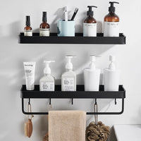 Étagère de Douche Murale avec Crochets et Barre