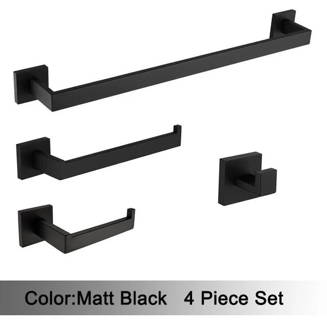 Accessoires Salle de Bain Noir Mat à la Pièce, 13 Articles