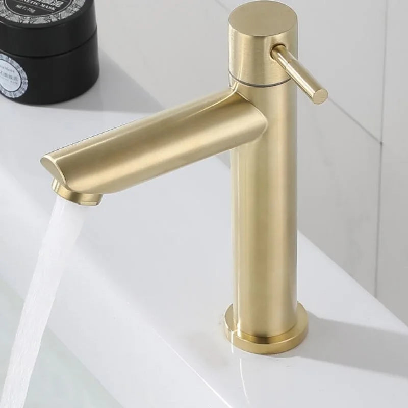 Robinet de Lave-Main Eau Froide Doré Brossé Inox 304