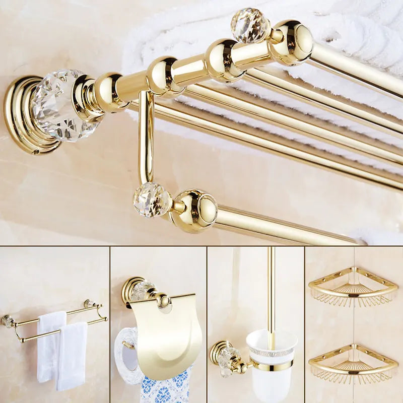 Accessoires Salle de Bain Dorés Paniers d'Angle à la Pièce, 18 Articles