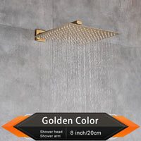 Pommeau de Douche Effet Pluie Carré Ultra-Plat, avec Bras Mural