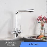 Mitigeur Cuisine 3 Voies Eau Filtrée, Double Poignée Pivotant 360°, 13 Finitions