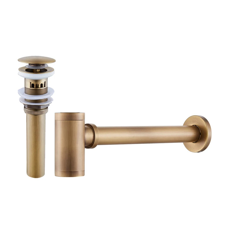 Siphon Lavabo Bouteille Clic-Clac Bronze Brossé ou Chrome
