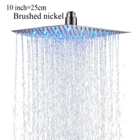 Pommeau de Douche LED Carré Inox Effet Pluie, 25 à 50 cm