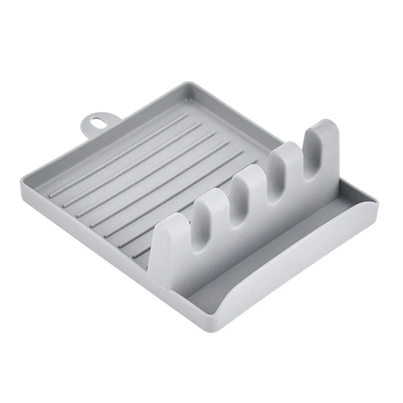 Repose-Cuillère Suspendable à 4 Encoches et Plateau Rainuré, 12,7 x 14,3 cm