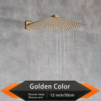 Pommeau de Douche Effet Pluie Carré Ultra-Plat, avec Bras Mural