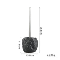 Brosse WC Céramique Effet Pierre Noire avec Manche Inox, 3 Modèles