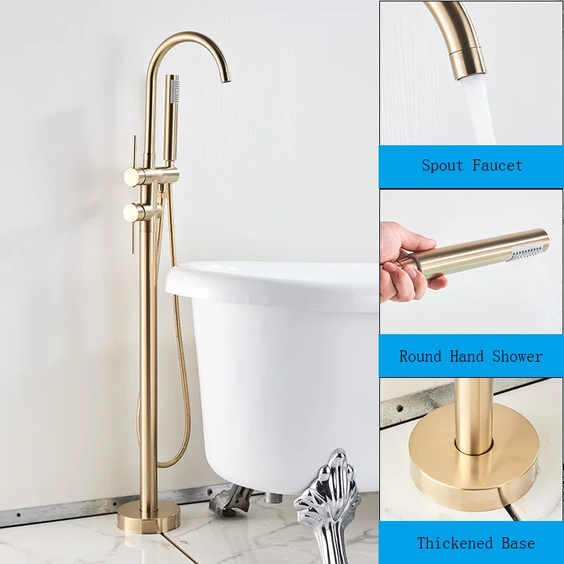 Robinet Baignoire sur Pied en Laiton avec Douchette 115 cm