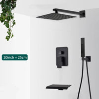 Douche Encastrable Noire Cascade de Pluie avec Bec