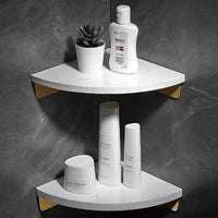 Étagère d'Angle Salle de Bain en Marbre Blanc avec Rangement